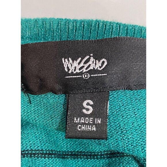 Mossimo Long Sleeve Pullover Green & Black Striped V-neck Sweater Women's Small - Picture 4 of 7